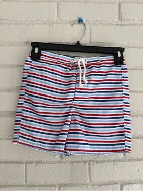 Little English Boys Striped Swim Shorts Drawstring Red/White/Blue 🇺🇸